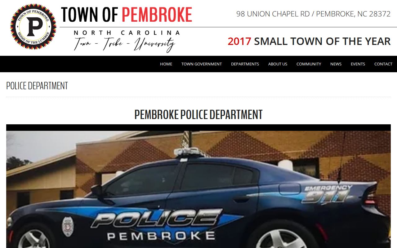 Official Pembroke Police webpage with department contacts and police report link